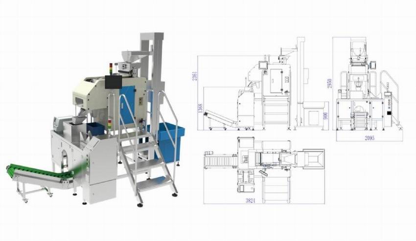 垂直提升机+双线程数粒机+单工位给袋包装机