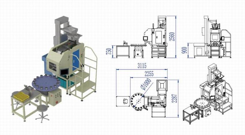 垂直提升机+双线程数粒机+转盘收料机